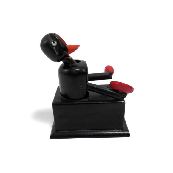 Rare Japanese KOBE Sake Drinker DOLL Articulated Wooden Figurine Vintage 4" - Picture 9 of 10